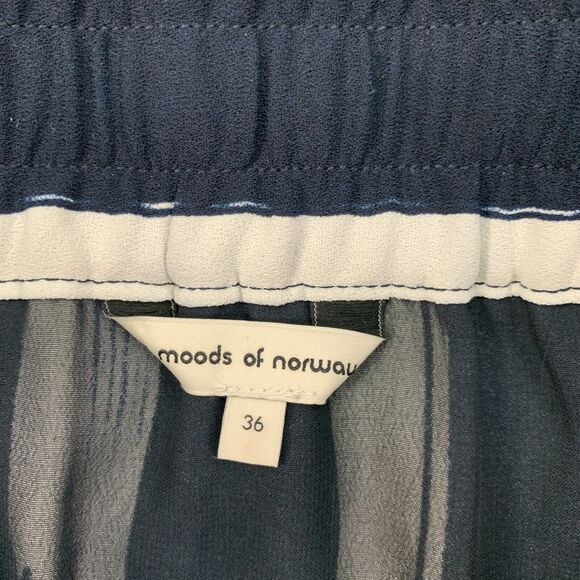 Moods Of Norway Skirt Womens 36 US 4 Navy Curved Hem Striped Drawstring Lined - Picture 4 of 11